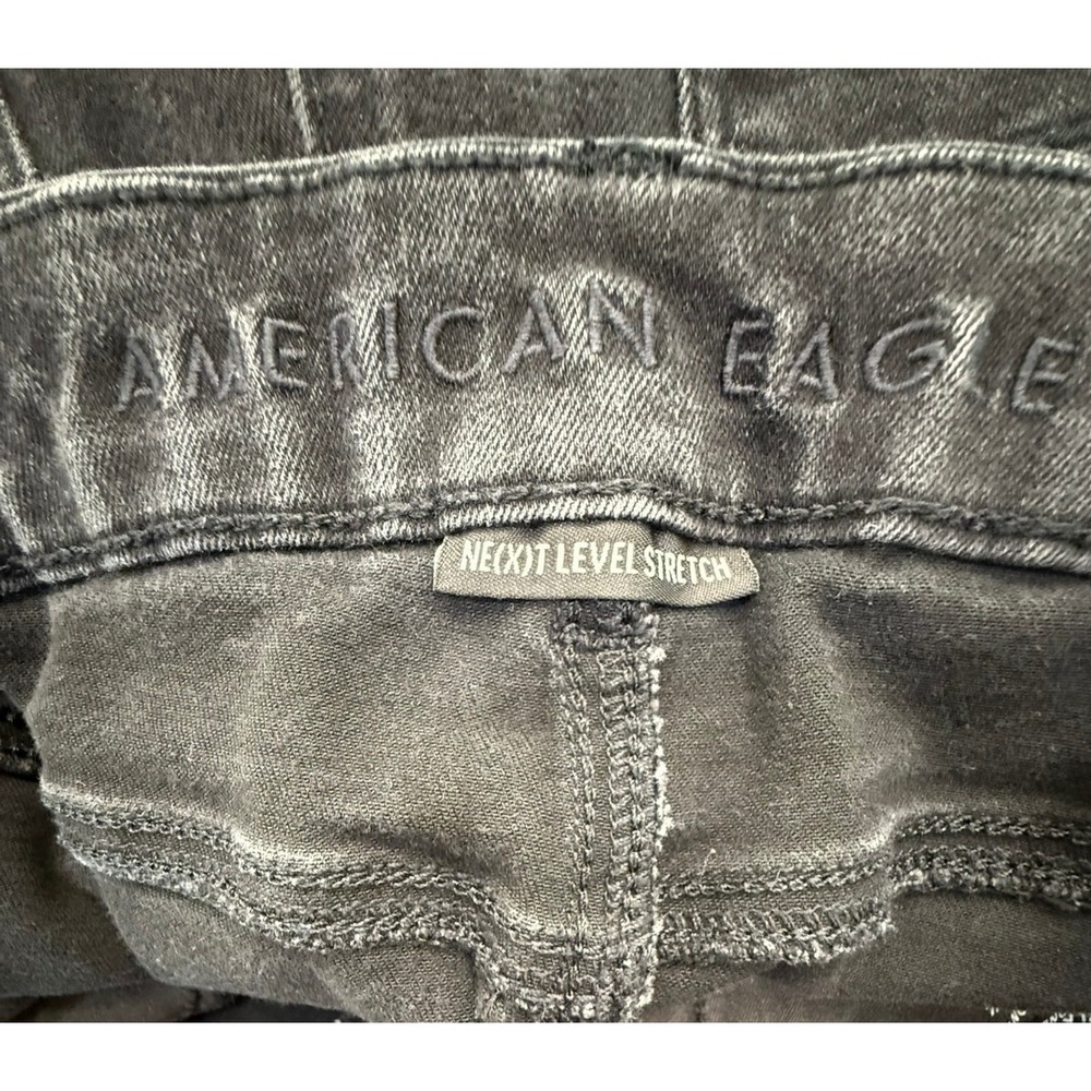 Women's American Eagle Ne(x)t Level Stretch Faded Black Jeans Size 14 Long - Picture 7 of 9